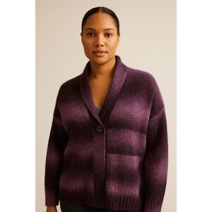 Studio works light dark purple stripe whimsigoth work blazer cardigan sweater XL